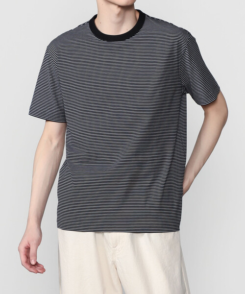 handvaerk(ハンドバーク)の「handvaerk | 60/2 クルーネック半袖Tシャツ STRIPE MEN(Tシャツ/カットソー・メンズ・ブラック系その他・L/S/M/XL)」の1枚目の写真