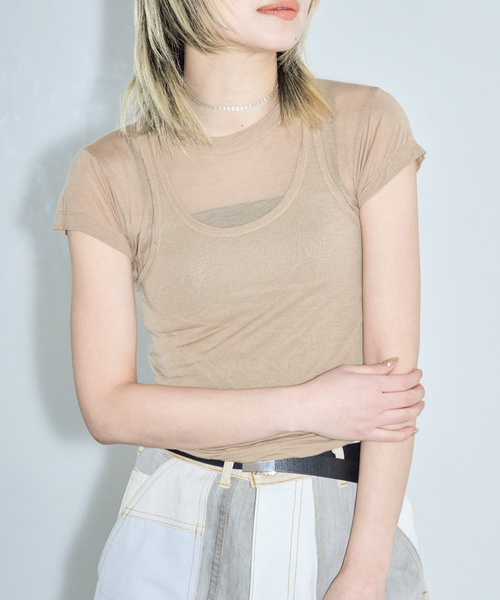 CITYSHOP(シティーショップ)の「ASHER AVA BABY TEE L264-J134:Tシャツ(Tシャツ/カットソー・レディース・ベージュ・SMALL)」の7枚目の写真