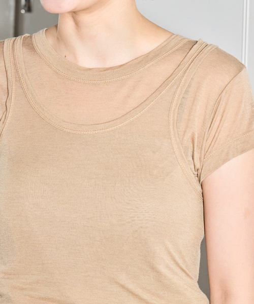 CITYSHOP(シティーショップ)の「ASHER AVA BABY TEE L264-J134:Tシャツ(Tシャツ/カットソー・レディース・ベージュ・SMALL)」の4枚目の写真