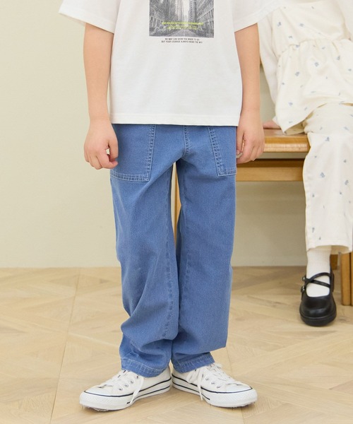 GLOBAL WORK（グローバルワーク）の「スゴラク撥水ベイカーバレルパンツ/638222（その他パンツ・キッズ・ベージュ/カーキ/インディゴブルー・130cm/160cm/150cm/140cm）」の3枚目の写真