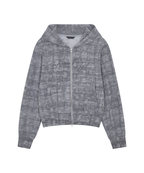 Hotfix Tie Dye Zip‑Up Hoodie — худи‑молния, тай‑дай, угольно‑серый