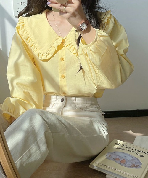 shyam inspiration（シャムインスピレーション）の「人気につき再登場！/フラットカラーフリルブラウス（シャツ/ブラウス・レディース・パープル/ブルー/イエロー・F）」の3枚目の写真