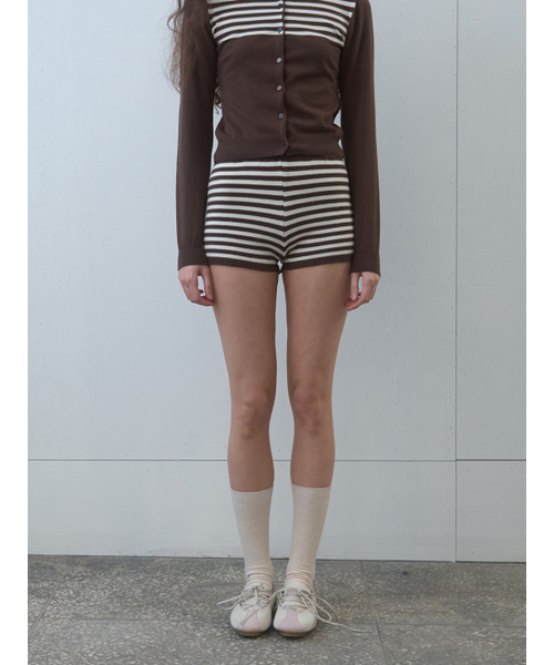 Kijun(キジュン)の「Stripe Knit Shorts Brown(その他パンツ・レディース・その他・SMALL/MEDIUM)」の1枚目の写真
