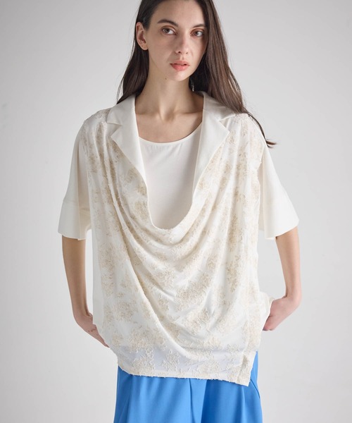 ATSURO TAYAMA(アツロウタヤマ)の「インナー付きドレープブラウス(Tシャツ/カットソー・レディース・ホワイト・L/M)」の3枚目の写真