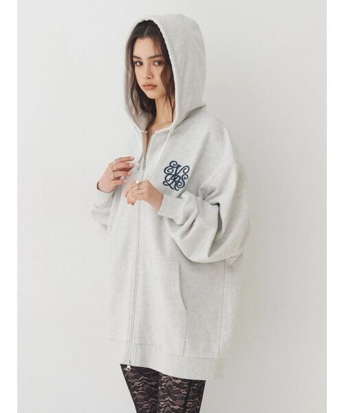 EVRIS（エヴリス）の「Lovingグラフィックジップパーカー（パーカー・レディース・ピンク/グレー/ブラック・FREE）」の6枚目の写真