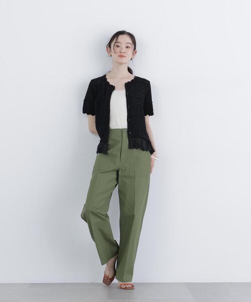 N.(N. Natural Beauty Basic)(エヌエヌナチュラルビューティーベーシック)の「レースドッキング透かし編みカーデ(カーディガン/ボレロ・レディース・ブラック/オフホワイト/ブラウン・FREE)」の10枚目の写真
