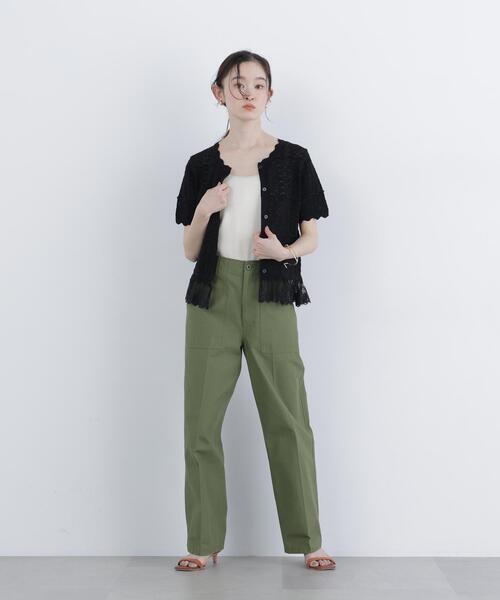 N.(N. Natural Beauty Basic)(エヌエヌナチュラルビューティーベーシック)の「レースドッキング透かし編みカーデ(カーディガン/ボレロ・レディース・ブラック/オフホワイト/ブラウン・FREE)」の13枚目の写真