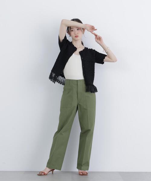 N.(N. Natural Beauty Basic)(エヌエヌナチュラルビューティーベーシック)の「レースドッキング透かし編みカーデ(カーディガン/ボレロ・レディース・ブラック/オフホワイト/ブラウン・FREE)」の14枚目の写真