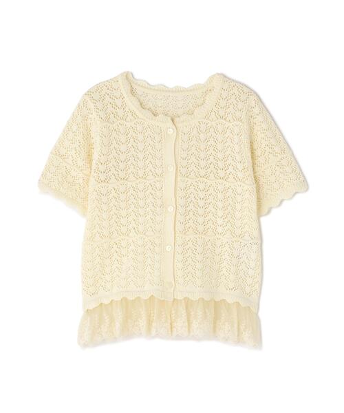 N.(N. Natural Beauty Basic)(エヌエヌナチュラルビューティーベーシック)の「レースドッキング透かし編みカーデ(カーディガン/ボレロ・レディース・ブラック/オフホワイト/ブラウン・FREE)」の18枚目の写真