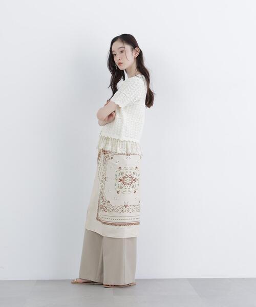 N.(N. Natural Beauty Basic)(エヌエヌナチュラルビューティーベーシック)の「レースドッキング透かし編みカーデ(カーディガン/ボレロ・レディース・ブラック/オフホワイト/ブラウン・FREE)」の21枚目の写真
