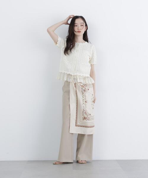 N.(N. Natural Beauty Basic)(エヌエヌナチュラルビューティーベーシック)の「レースドッキング透かし編みカーデ(カーディガン/ボレロ・レディース・ブラック/オフホワイト/ブラウン・FREE)」の22枚目の写真