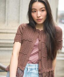 N.（N. Natural Beauty Basic） | レースドッキング透かし編みカーデ(カーディガン/ボレロ)