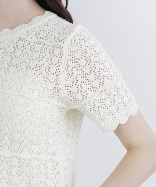 N.（N. Natural Beauty Basic）（エヌエヌナチュラルビューティーベーシック）の「レースドッキング透かし編みカーデ（カーディガン/ボレロ・レディース・ブラック/オフホワイト/ブラウン・FREE）」の19枚目の写真
