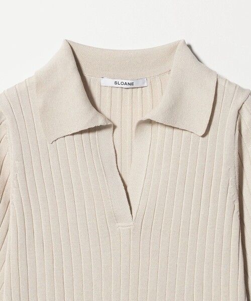 SLOANE(スローン)の「【別注】<SLOANE>リブ スキッパー ニット(ニット/セーター・レディース・ネイビー/ベージュ・1)」の7枚目の写真