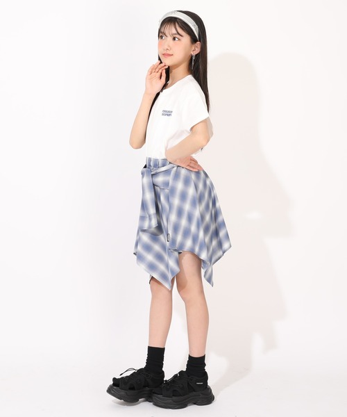 PINKHUNT(ピンクハント)の「PINKHUNT シャツ巻き風アシメトリースカート 1451K(デニムスカート・キッズ・ブラック/ネイビー・150cm/120cm/160cm/140cm/130cm)」の5枚目の写真