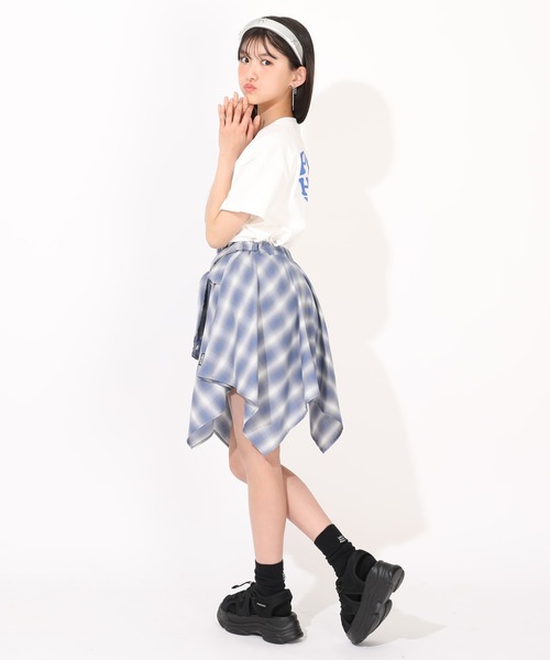 PINKHUNT(ピンクハント)の「PINKHUNT シャツ巻き風アシメトリースカート 1451K(デニムスカート・キッズ・ブラック/ネイビー・150cm/120cm/160cm/140cm/130cm)」の6枚目の写真