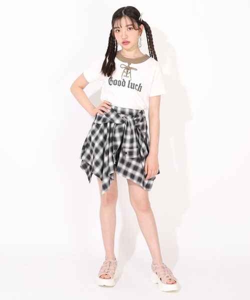 PINKHUNT(ピンクハント)の「PINKHUNT シャツ巻き風アシメトリースカート 1451K(デニムスカート・キッズ・ブラック/ネイビー・150cm/120cm/160cm/140cm/130cm)」の9枚目の写真