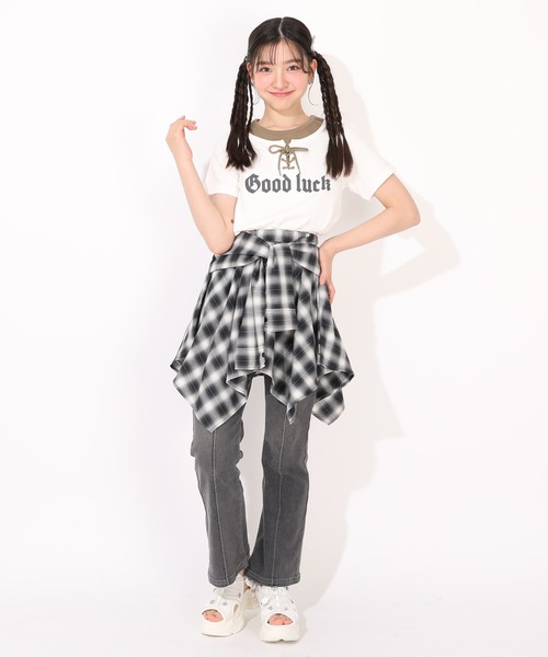 PINKHUNT(ピンクハント)の「PINKHUNT シャツ巻き風アシメトリースカート 1451K(デニムスカート・キッズ・ブラック/ネイビー・150cm/120cm/160cm/140cm/130cm)」の11枚目の写真