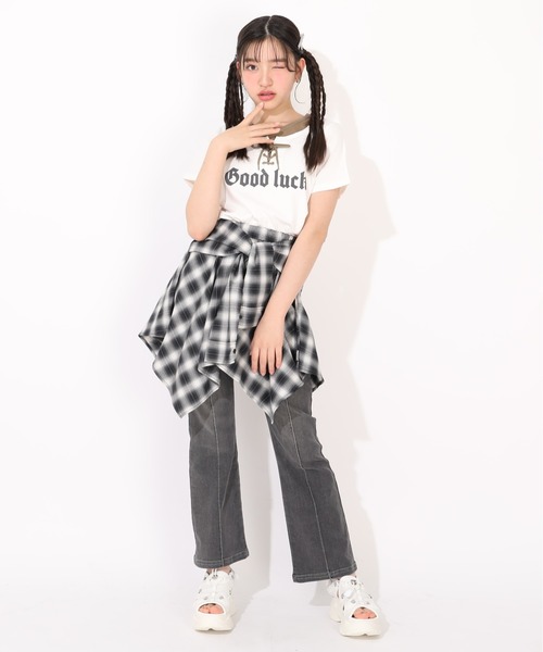 PINKHUNT(ピンクハント)の「PINKHUNT シャツ巻き風アシメトリースカート 1451K(デニムスカート・キッズ・ブラック/ネイビー・150cm/120cm/160cm/140cm/130cm)」の12枚目の写真