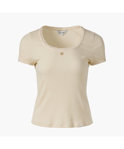 KUME(クメ)の「Pointelle Scoop Neck T-shirt, Butter(Tシャツ/カットソー・レディース・その他・SMALL/MEDIUM/LARGE)」の1枚目の写真