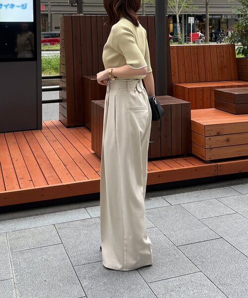 Thevon（ゼボン）の「ベルト付きタックワイドスラックス（スラックス・レディース・チャコールグレー/ブラック/アイボリー・S/M）」の9枚目の写真