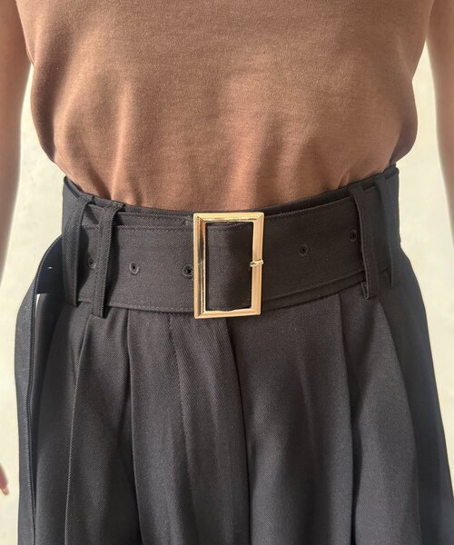 Thevon（ゼボン）の「ベルト付きタックワイドスラックス（スラックス・レディース・チャコールグレー/ブラック/アイボリー・S/M）」の5枚目の写真