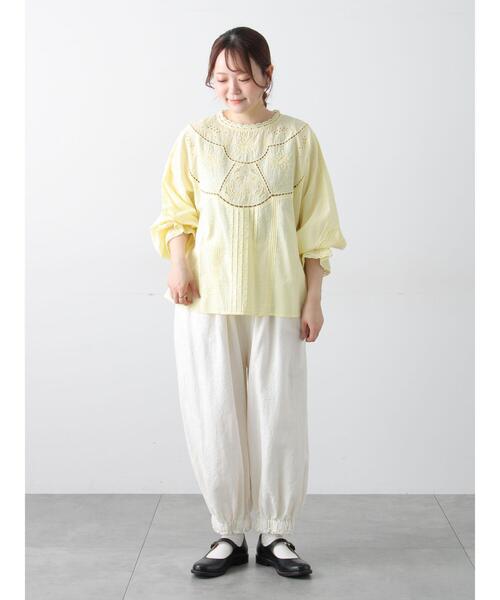 TSUHARU by Samansa Mos2（ツハルバイサマンサモスモス）の「【tukuroi】コットンジャカード製品染め裾ゴムパンツ（その他パンツ・レディース・オフホワイト・F）」の8枚目の写真