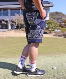 (RM)【LUXE/R GOLF】ストレッチ スムース 総柄 パンツ ハーフパンツ