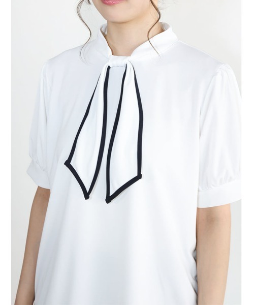 fifth(フィフス)の「配色パイピングリボンブラウス見えカットソー(Tシャツ/カットソー・レディース・ライトブルー/ホワイト・M)」の22枚目の写真