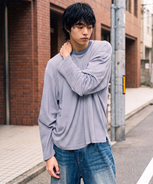 BALLUTE(バリュート)の「DUSTY STRIPE LONG SLEEVE (SKY BLUE)(Tシャツ/カットソー・メンズ・その他・SMALL/MEDIUM/LARGE)」の1枚目の写真