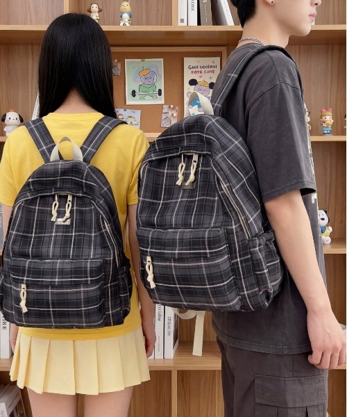 FREE STYLISTS（フリー スタイリスト）の「Y2K レトロ  チェック リュック大容量バッグ 通勤用（バックパック/リュック・レディース・チェック・FREE）」の10枚目の写真