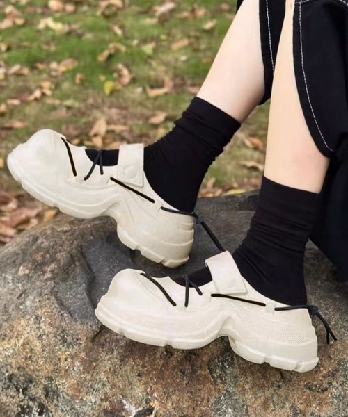Miniministore(ミニミニストア)の「クロッグサンダル厚底クロスコードサンダル(サンダル・レディース・ブラック/ダークベージュ/アイボリー・M/S/L)」の12枚目の写真