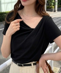 2WAYオフショルドレープTシャツ