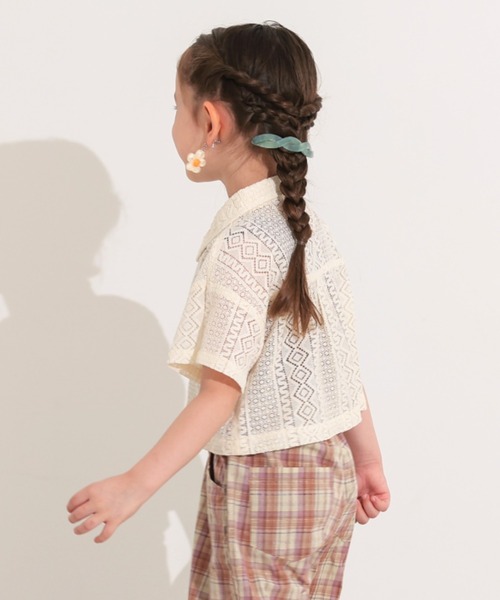 Ocean&Ground（オーシャン&グラウンド）の「ﾚｰｽｸﾛｯﾌﾟﾄﾞｼｬﾂ（シャツ/ブラウス・キッズ・ブラック/オフホワイト・140/130/120/110/100/90）」の7枚目の写真
