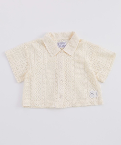Ocean&Ground（オーシャン&グラウンド）の「ﾚｰｽｸﾛｯﾌﾟﾄﾞｼｬﾂ（シャツ/ブラウス・キッズ・ブラック/オフホワイト・140/130/120/110/100/90）」の16枚目の写真