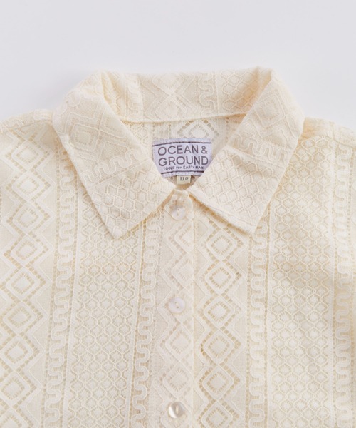 Ocean&Ground（オーシャン&グラウンド）の「ﾚｰｽｸﾛｯﾌﾟﾄﾞｼｬﾂ（シャツ/ブラウス・キッズ・ブラック/オフホワイト・140/130/120/110/100/90）」の21枚目の写真