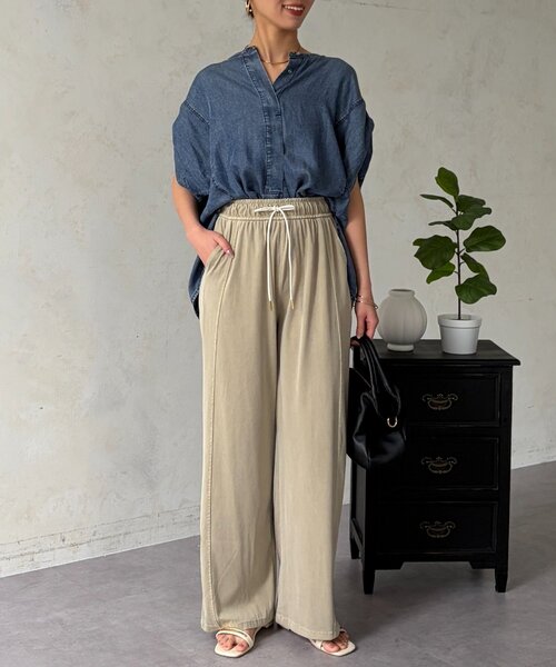 Chez toi（シェトワ）の「【ウエスト総ゴム】【楽して美脚】カットデニムイージーパンツ（その他パンツ・レディース・ブルー/ネイビー/ベージュ・FREE）」の7枚目の写真