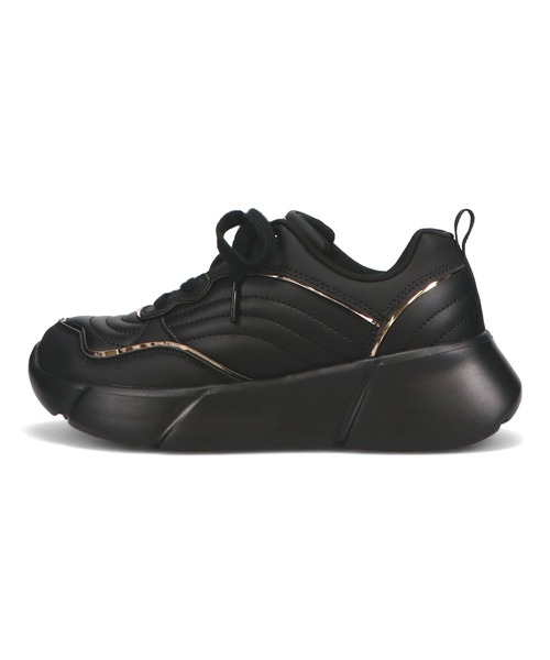 ORiental TRaffic(オリエンタルトラフィック)の「メタリック ライン スニーカー /51185(スニーカー・レディース・ブラック/アイボリー・39/38/37/36/35)」の4枚目の写真