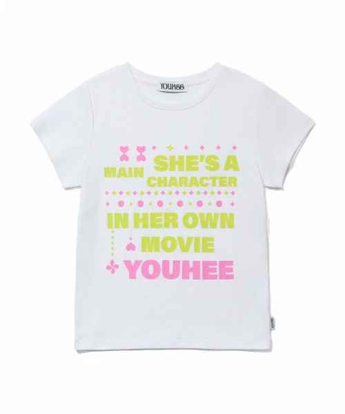 YOUHEE(ユヒ)の「MOVIE YOUHEE LETTERING T-SHIRTS_WHITE(Tシャツ/カットソー・レディース・その他・FREE)」の2枚目の写真