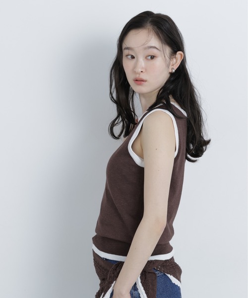 N.（N. Natural Beauty Basic）（エヌエヌナチュラルビューティーベーシック）の「柄編みスカーフ付ニット（ニット/セーター・レディース・ベージュ/グリーン/ダークブラウン・ﾌﾘ-）」の4枚目の写真