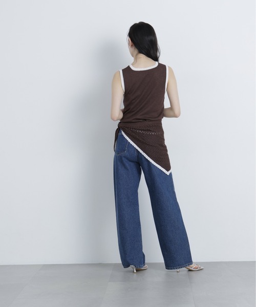 N.（N. Natural Beauty Basic）（エヌエヌナチュラルビューティーベーシック）の「柄編みスカーフ付ニット（ニット/セーター・レディース・ベージュ/グリーン/ダークブラウン・ﾌﾘ-）」の5枚目の写真