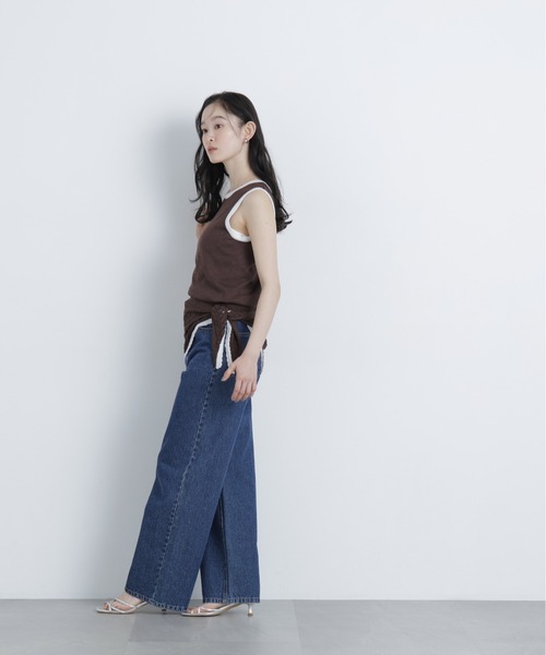 N.（N. Natural Beauty Basic）（エヌエヌナチュラルビューティーベーシック）の「柄編みスカーフ付ニット（ニット/セーター・レディース・ベージュ/グリーン/ダークブラウン・ﾌﾘ-）」の6枚目の写真