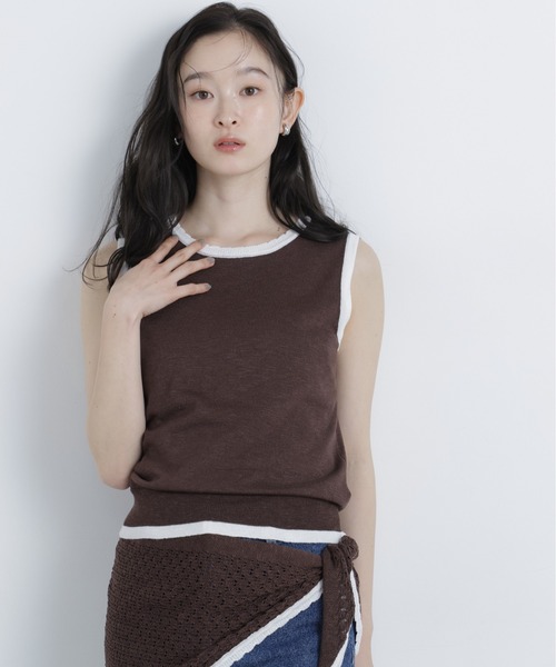 N.（N. Natural Beauty Basic）（エヌエヌナチュラルビューティーベーシック）の「柄編みスカーフ付ニット（ニット/セーター・レディース・ベージュ/グリーン/ダークブラウン・ﾌﾘ-）」の7枚目の写真