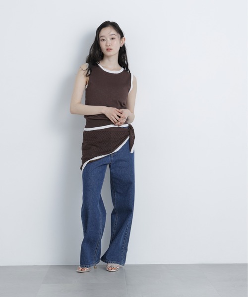 N.（N. Natural Beauty Basic）（エヌエヌナチュラルビューティーベーシック）の「柄編みスカーフ付ニット（ニット/セーター・レディース・ベージュ/グリーン/ダークブラウン・ﾌﾘ-）」の8枚目の写真
