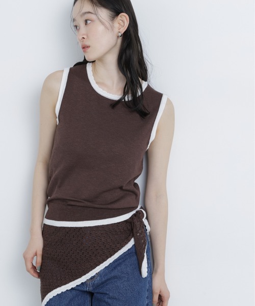 N.（N. Natural Beauty Basic）（エヌエヌナチュラルビューティーベーシック）の「柄編みスカーフ付ニット（ニット/セーター・レディース・ベージュ/グリーン/ダークブラウン・ﾌﾘ-）」の9枚目の写真