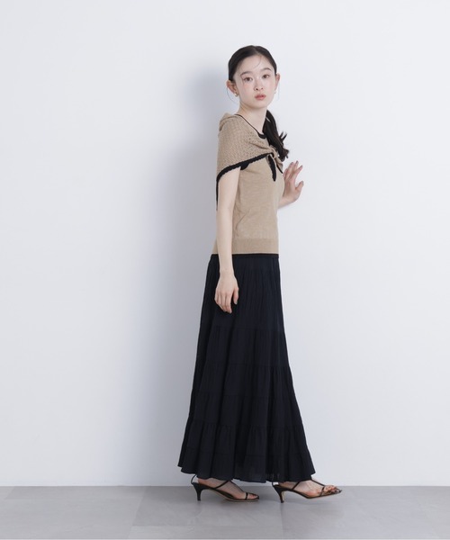 N.（N. Natural Beauty Basic）（エヌエヌナチュラルビューティーベーシック）の「柄編みスカーフ付ニット（ニット/セーター・レディース・ベージュ/グリーン/ダークブラウン・ﾌﾘ-）」の16枚目の写真