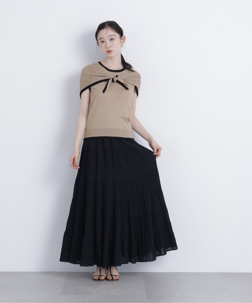 N.（N. Natural Beauty Basic）（エヌエヌナチュラルビューティーベーシック）の「柄編みスカーフ付ニット（ニット/セーター・レディース・ベージュ/グリーン/ダークブラウン・ﾌﾘ-）」の14枚目の写真