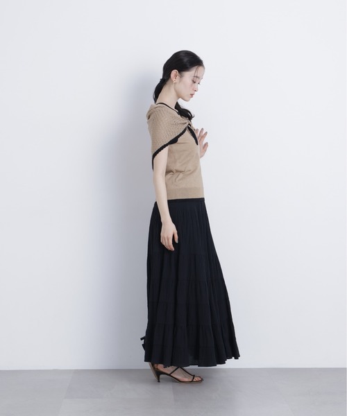 N.（N. Natural Beauty Basic）（エヌエヌナチュラルビューティーベーシック）の「柄編みスカーフ付ニット（ニット/セーター・レディース・ベージュ/グリーン/ダークブラウン・ﾌﾘ-）」の15枚目の写真