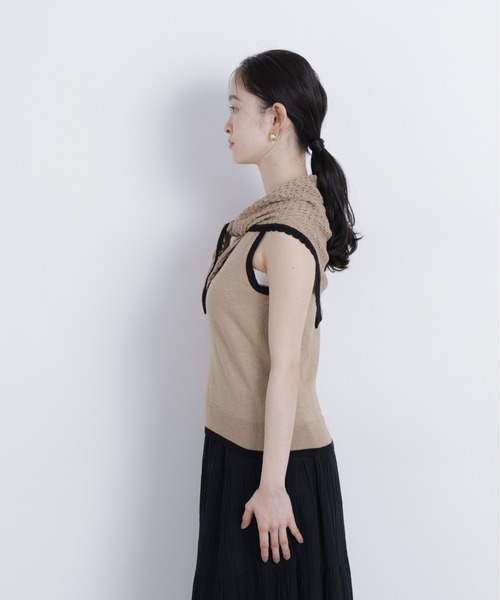 N.（N. Natural Beauty Basic）（エヌエヌナチュラルビューティーベーシック）の「柄編みスカーフ付ニット（ニット/セーター・レディース・ベージュ/グリーン/ダークブラウン・ﾌﾘ-）」の19枚目の写真