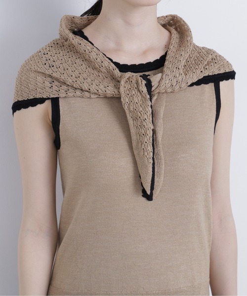 N.（N. Natural Beauty Basic）（エヌエヌナチュラルビューティーベーシック）の「柄編みスカーフ付ニット（ニット/セーター・レディース・ベージュ/グリーン/ダークブラウン・ﾌﾘ-）」の21枚目の写真